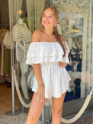Ruffle Off the Shoulder Playsuit Wit